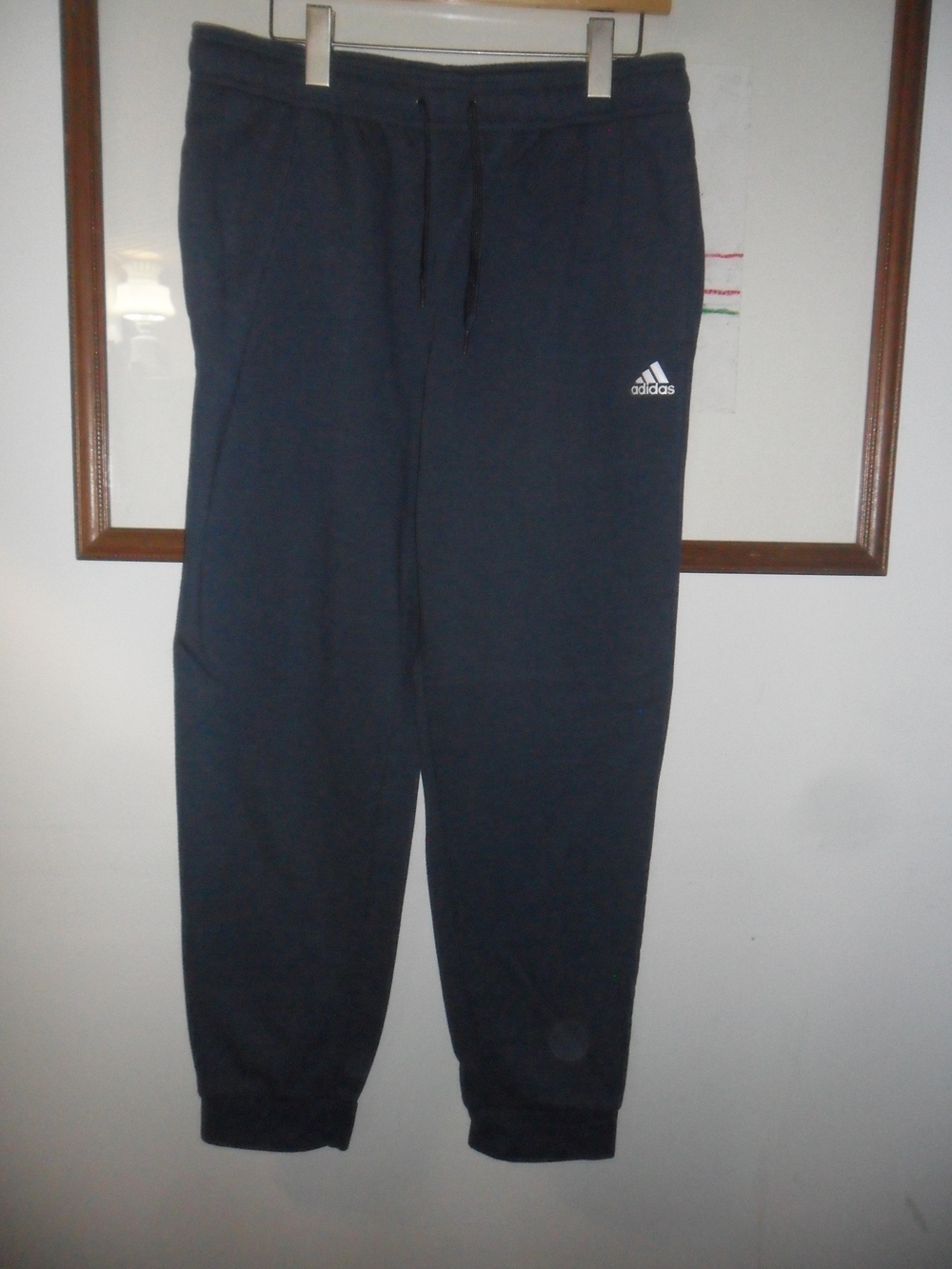 Adidas Men's Large Navy Blue Fleece Jogger Pants